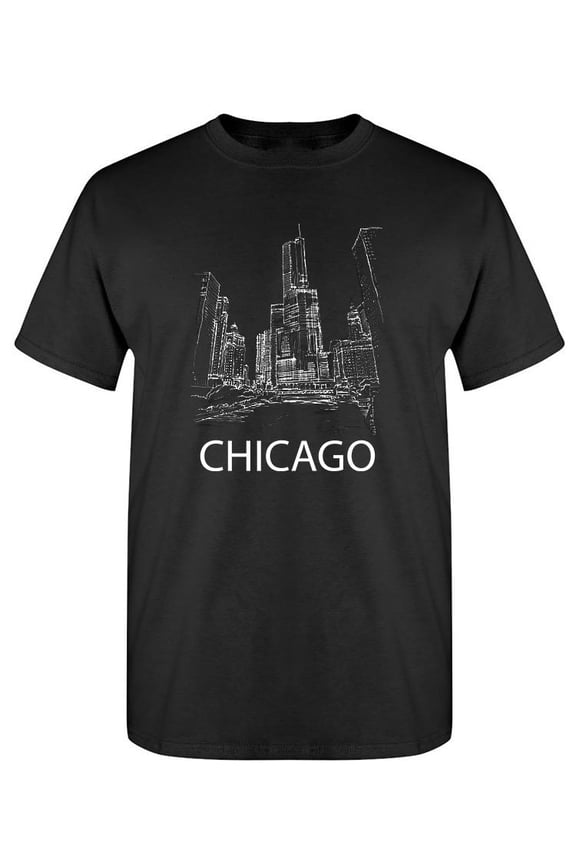 Dark Chicago Cityscape T-Shirt Men -Image by Shutterstock, Male Large