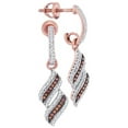 thumbnail image 1 of Dark Chocolate Brown 10K Ravishing Rose Gold Cascade Ribbon Dangle Earrings 1/3 Ctw, 1 of 2