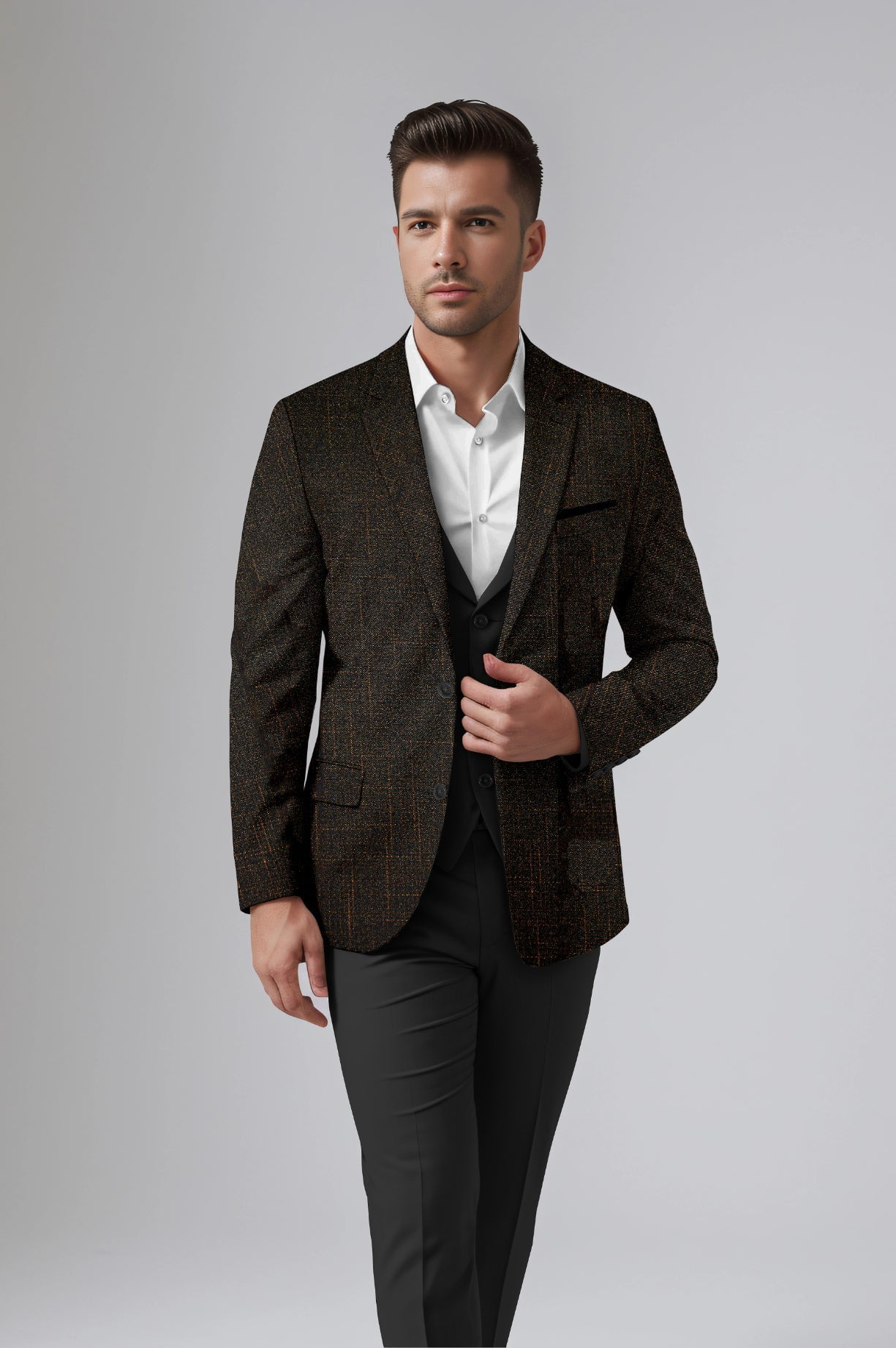 Chocolate Mens Winter Blazer - Cashmere and Winter Fabric Dress Jacket $99UP