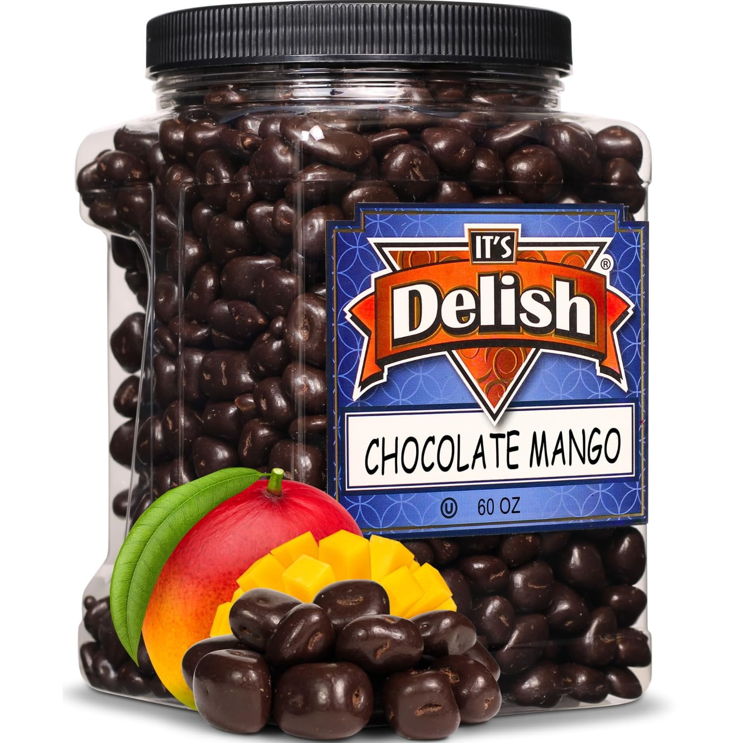 Dark Chocolate Covered Dried Mango Bits by It's Delish, 3.75 Lbs Jumbo Container  Kosher Dairy-Free Dark Chocolate Covered Fruit for Vegan Snacking  Dairy Free, Vegan, Kosher