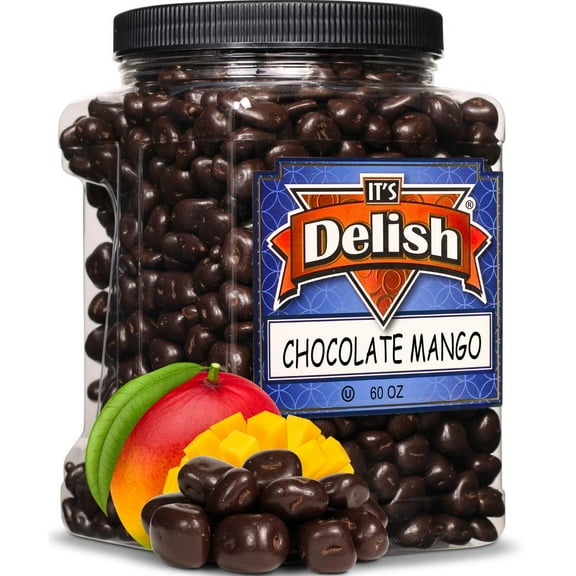 Dark Chocolate Covered Dried Mango Bits by It's Delish, 3.75 Lbs Jumbo Container Kosher Dairy-Free Dark Chocolate Covered Fruit for Vegan Snacking Dairy Free, Vegan, Kosher