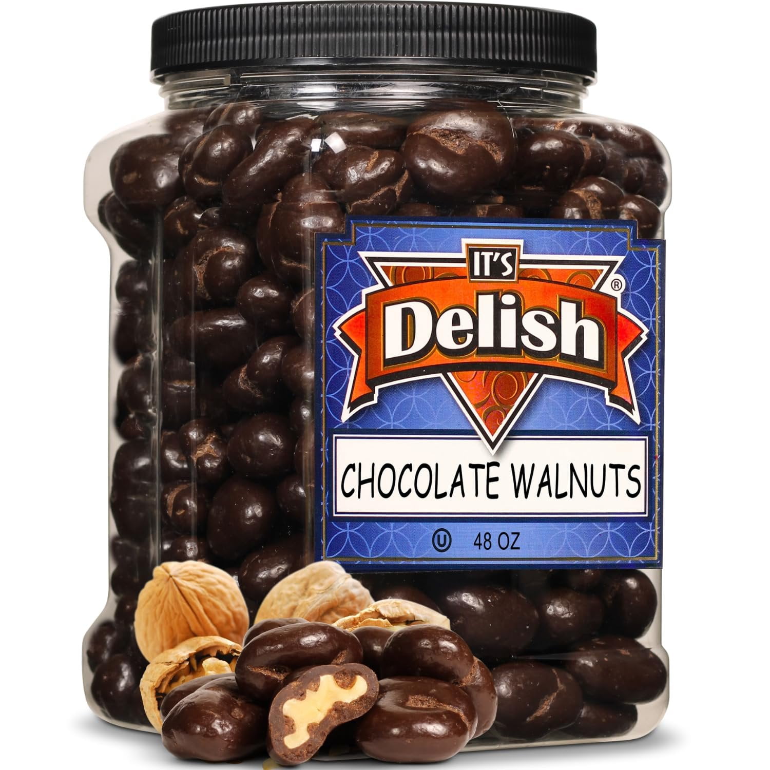 Dark Chocolate Covered Walnuts by It's Delish, 48 OZ Jumbo Container