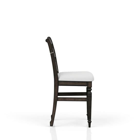 Dark Chocolate Finished Counter Stool With Stylish Upholstered Ladderback For Home Decor Seat And Attractive Design