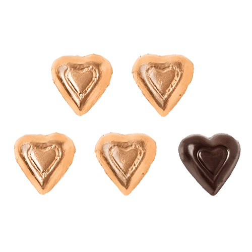 Dark Chocolate Individually wrapped Bronze Hearts 1.5 lb Bulk Bag