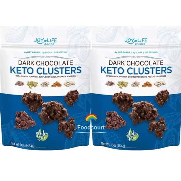 Dark Chocolate Keto Clusters 2 Packs (16 oz Each, Total 32 oz)