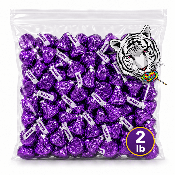 Dark Chocolate Kisses 2LB Bulk -Purple Kisses-Individually Wrapped