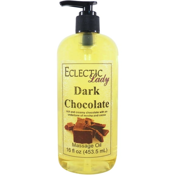 Dark Chocolate Massage Oil by Eclectic Lady, 16 oz, Sweet Almond Oil and Jojoba Oil