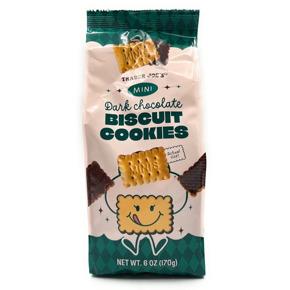 Dark Chocolate Mini Biscuit Cookies, Crispy Cookies with a Layer of Rich Dark Chocolate, Product of Germany Trader Joes 6oz/170g Pack of 1