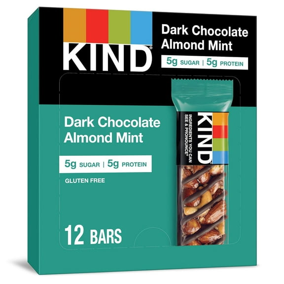 Kind Kind Bars, Dark Chocolate Mint, Gluten Free, Low Glycemic Index, 1.4Oz, 12 Count