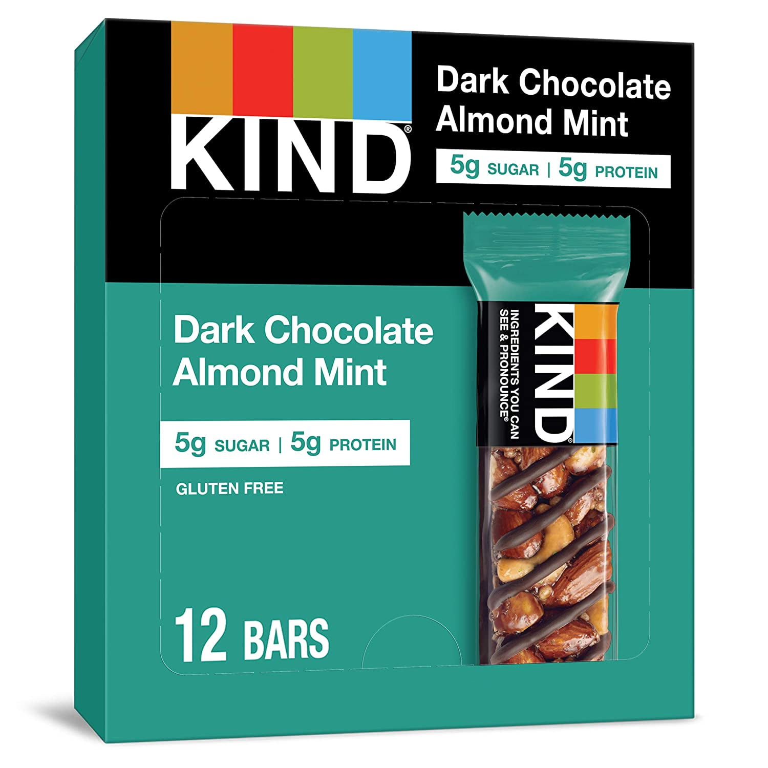 Dark Chocolate Mint, Healthy Snacks, Gluten Free, Low Sugar, 12 Count
