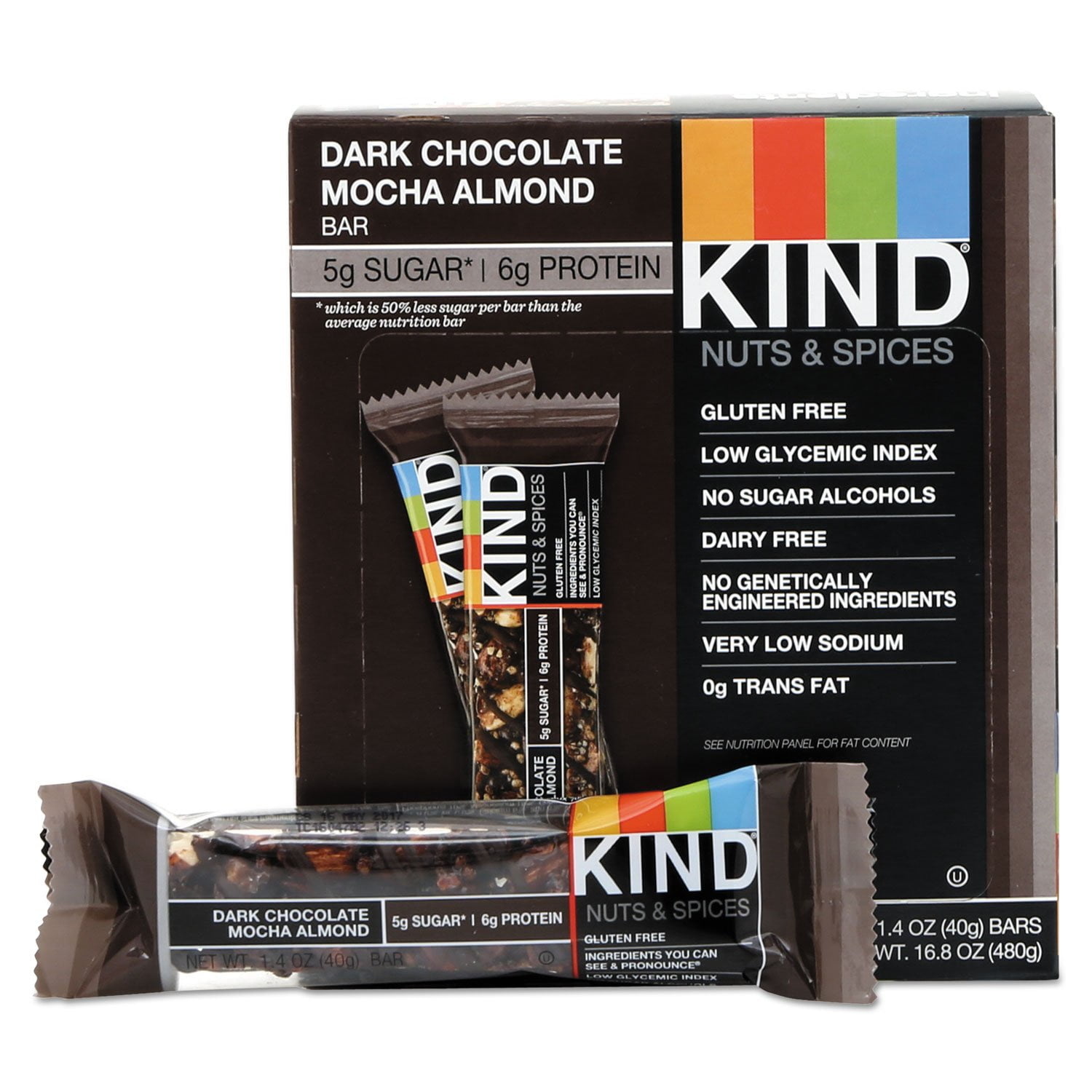 Dark Chocolate Mocha Almond, Healthy Snacks, Gluten Free, Low Sugar, 5g