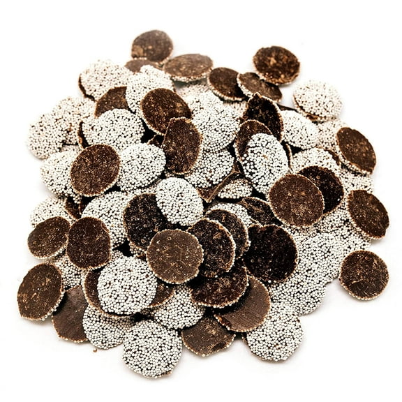 Dark Chocolate Nonpareils - 1 lb Bag - Chocolate Discs with White Nonpareils
