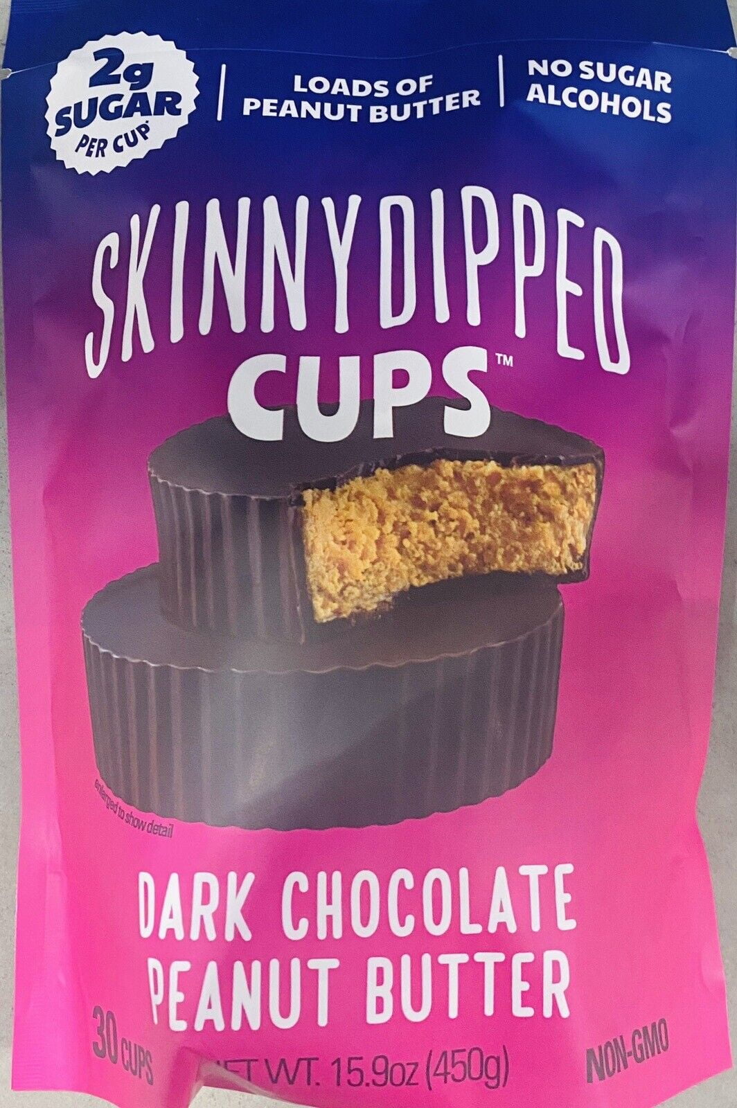 Dark Chocolate Peanut Butter Cups 30 cups 15.9 oz Bag LOW SUGAR