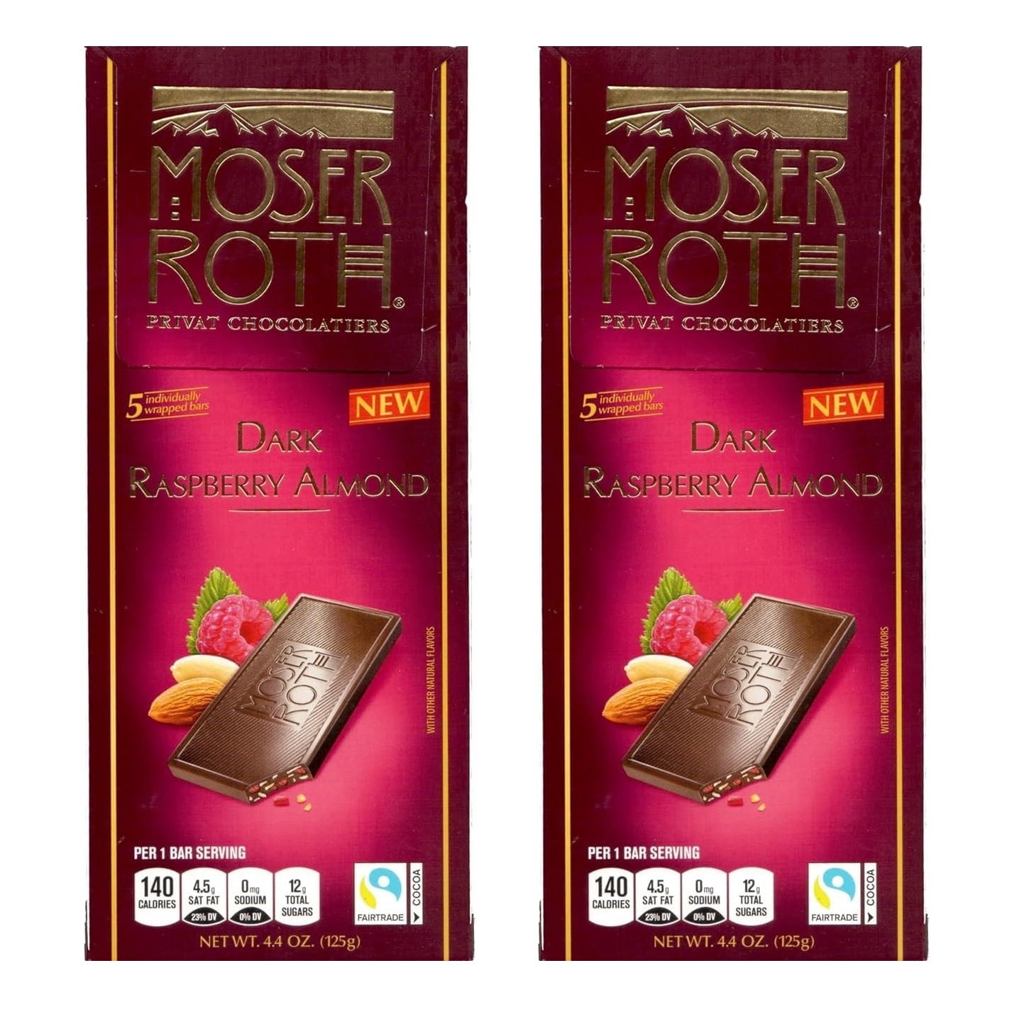 Moser Roth, Dark Chocolate Raspberry Almond, Pack of 2, 4.4oz - Walmart.com