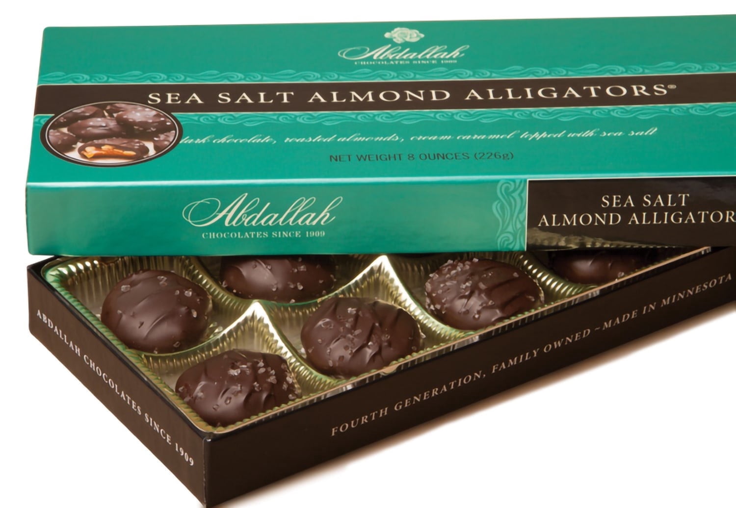 Dark Chocolate Sea Salt Almond Alligators, 8 oz.