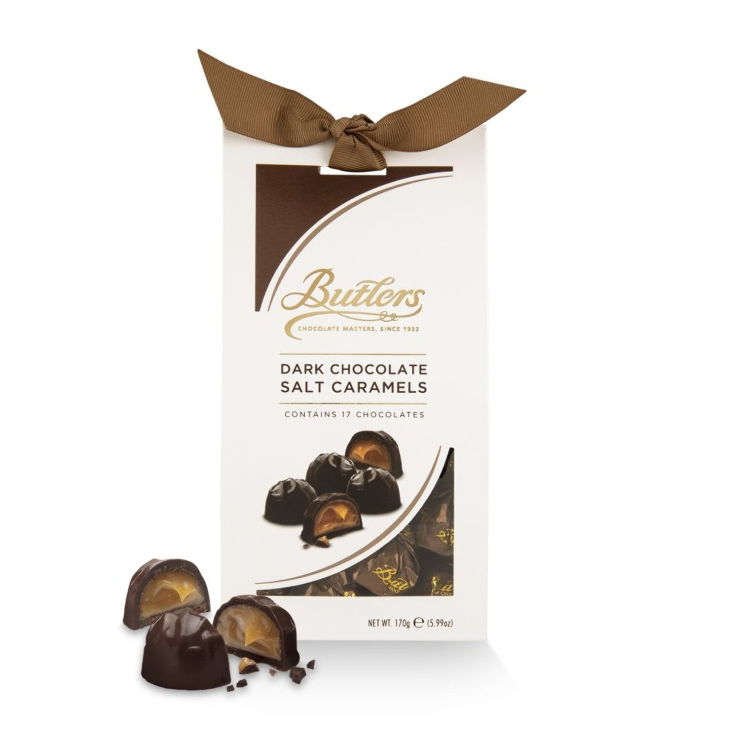 Butlers Irish Chocolates Dark Chocolate Sea Salt Caramel Truffles in Twist Wrap Gift Bag -- 170g