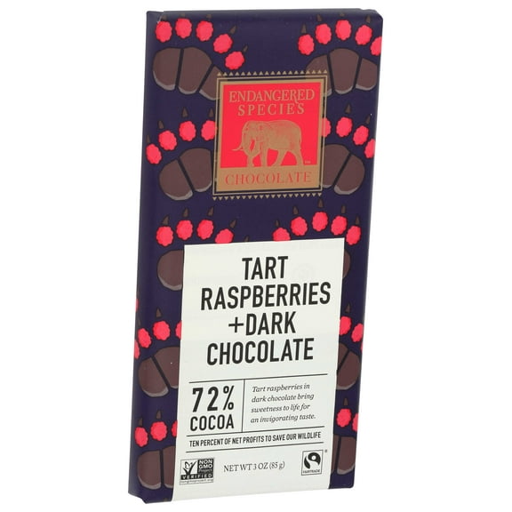 Dark Chocolate with Raspberries, 72% Cacao 3 Ounces (Case of 12)