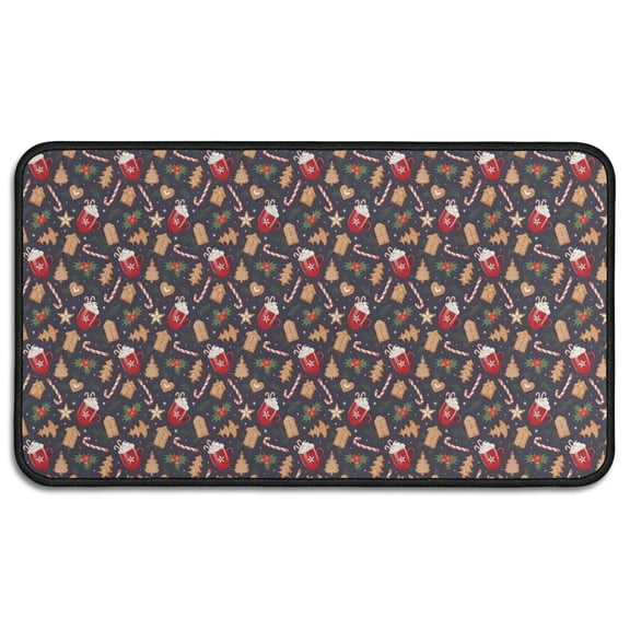 Dark Christmas Drink and Cookie Pattern Door Rugs,Washable Non Slip Door Mats Indoor,Decorative Door Mats,Entry Mat Indoor for Entrance,Bedroom,Kitchen,Bathroom,30"x17"