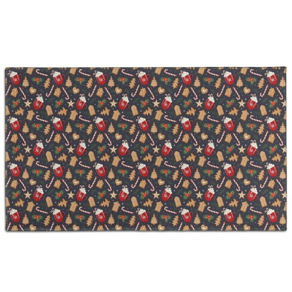 Dark Christmas Drink and Cookie Pattern Door Rugs,Washable Non Slip Door Mats Indoor,Decorative Door Mats,Entry Mat Indoor for Entrance,Bedroom,Kitchen,Bathroom,17"x30"