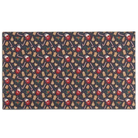 Dark Christmas Drink and Cookie Pattern Door Rugs,Washable Non Slip Door Mats Indoor,Decorative Door Mats,Entry Mat Indoor for Entrance,Bedroom,Kitchen,Bathroom,17"x30"