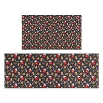 Dark Christmas Drink and Cookie Pattern Kitchen Rugs Sets Of 2,Anti Fatigue Kitchen Mat Rugs Non Slip Washable,Decorative Kitchen Floor Mats for Kitchen,Sink,Laundry,17"x30" 17"x47"