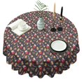 thumbnail image 1 of Dark Christmas Drink and Cookie Pattern Round Tablecloth 60"x60",Wrinkle Wipeable Table Cloth for Kitchen Dining Room Picnic Patio Party, 1 of 6