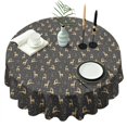 thumbnail image 1 of Dark Christmas Golden Reindeer Pattern Round Tablecloth 60"x60",Wrinkle Wipeable Table Cloth for Kitchen Dining Room Picnic Patio Party, 1 of 6
