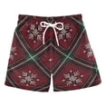 thumbnail image 1 of Dark Christmas Red Plaids Green Lines Snowflakes Swim Trunks Board Shorts Beach Pants Bathing Bottoms 5T, 1 of 8