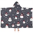 thumbnail image 1 of Dark Christmas Snowman Pattern Hooded Bath Towel，60"x35" for Ages 3 To 12 Kids, Quick Dry Lightweight Soft Microfiber Hood Beach Towel Cover Up for Kids, 1 of 7