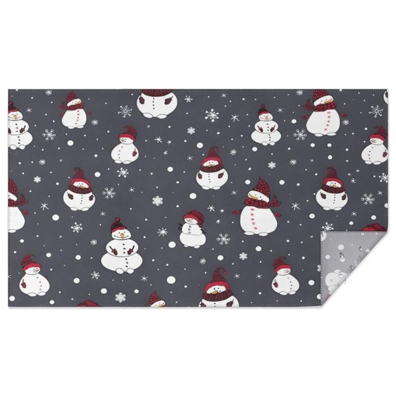Dark Christmas Snowman Pattern Rectangle Tablecloth 60"x102",Waterproof Polyester Rectangle Table Cloth, Wipeable Spillproof Polyester Tablecloth for Dining, Camping, Indoor and Outdoor