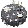 thumbnail image 1 of Dark Christmas Snowman Pattern Round Tablecloth 60"x60",Wrinkle Wipeable Table Cloth for Kitchen Dining Room Picnic Patio Party, 1 of 6