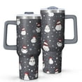 thumbnail image 1 of Dark Christmas Snowman Pattern Tumbler with Handle and Lid,40oz Double Wall Vacuum Insulated Tumbler,Cups Gift for Women and Men, 1 of 7