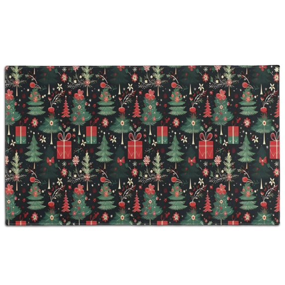 Dark Christmas Tree and Gift Pattern Door Rugs,Washable Non Slip Door Mats Indoor,Decorative Door Mats,Entry Mat Indoor for Entrance,Bedroom,Kitchen,Bathroom,17"x30"