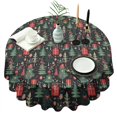 thumbnail image 1 of Dark Christmas Tree and Gift Pattern Round Tablecloth 60"x60",Wrinkle Wipeable Table Cloth for Kitchen Dining Room Picnic Patio Party, 1 of 6