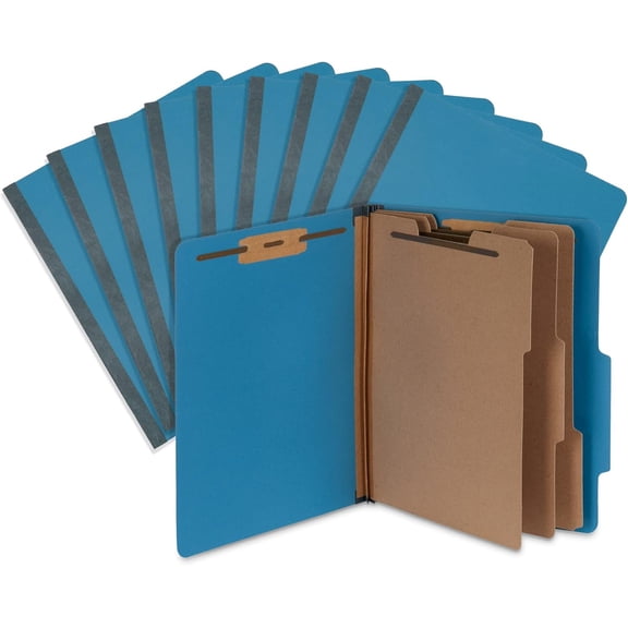 Dark Classification Folders, 3 Dividers, Letter Size with 2 Inch Tyvek Expansions, Use for Organizing Medical Records & Client Files, Great as Lease Folders, 10 Pack