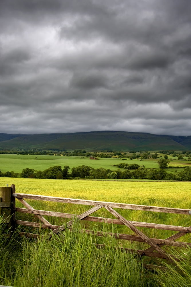 Dark Clouds Over Fields England Canvas Art - John Short Design Pics (11 x 17)
