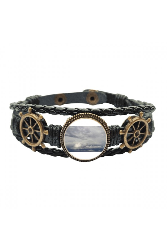 Dark Clouds Overcast Vast Wind Weather Leather Braided Ocean Bracelet Wristband
