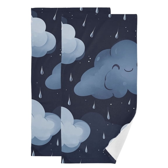 Dark Clouds Raindrops Cute Hand Towel Absorbent Bath Towels for Bathroom Sports Gym 28" x 14" Set of 2