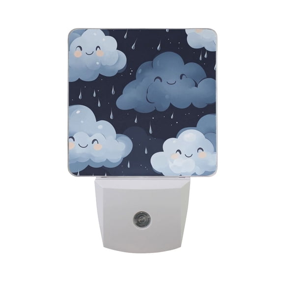 Dark Clouds Raindrops Cute LED Night Light with Smart Sensor Plug Into Wall Dusk to Dawn 2 packs