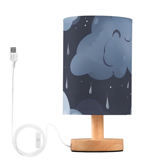 Dark Clouds Raindrops Cute Table Lamp with USB Port LED Warm Light Lamp Night Light Home Decor
