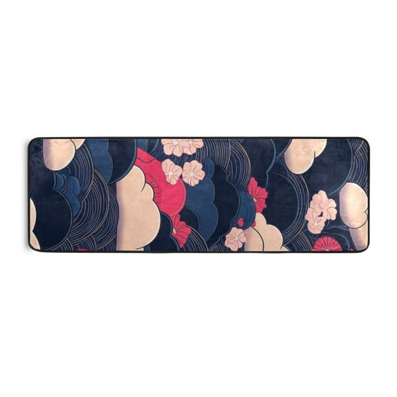 Dark Clouds and Flowers Runner Rug for Hallways Kitchen Non Slip 2'x 6' Washable Hall Carpet for Bedroom Entryway Laundry Room