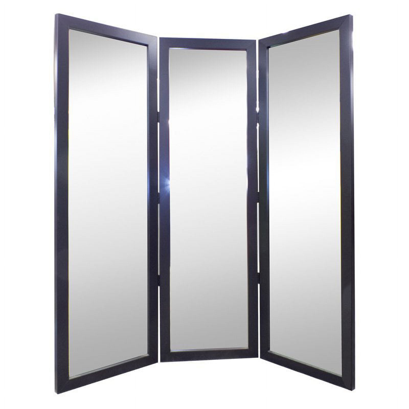 Dark Coffee Espresso Full Length Free Standing Tri-Fold Mirror