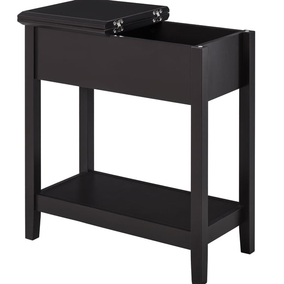 Dark Coffee Flip Top Table From , Storage Cabinet & Bottom Shelf, Retro Elegant For Tea Room End Table, Coffee, With And Shelf Various Rooms