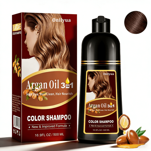 Dark Coffee 3 in 1 Hair Dye 16.9 Fl Oz, Argan Oil Hair Coloring Shampoo, Easy To Use
