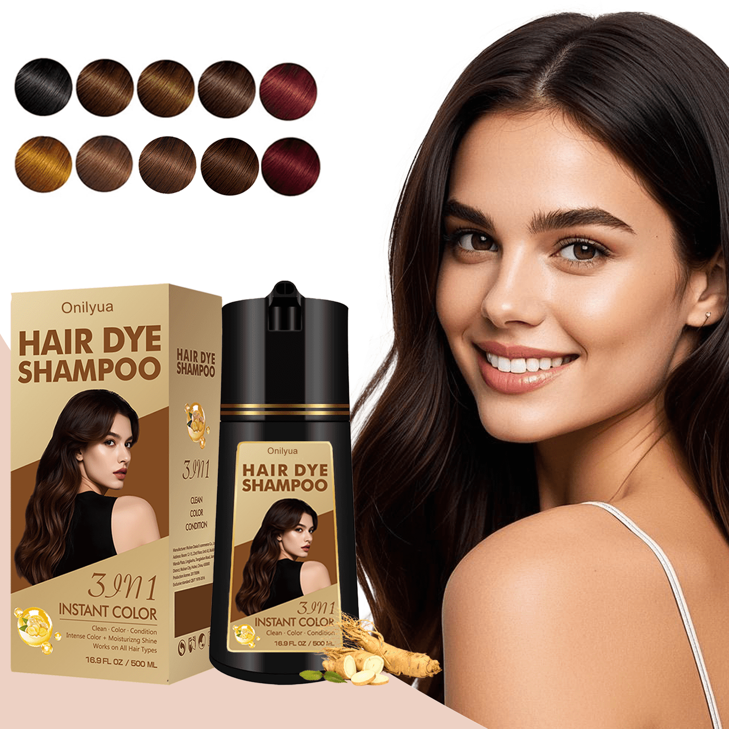 Dark Coffee Hair Dye Shampoo for Gray Hair, Long Lasting Hair