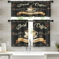 thumbnail image 1 of Dark Coffee Kitchen Window Curtains Valance and Tier Set 36 Inch, Cappuccino Roasted Coffee 3 Piece Window Treatment Tiers for Living Room Bedroom Black Kitchen Decor Drapes, 1 of 6
