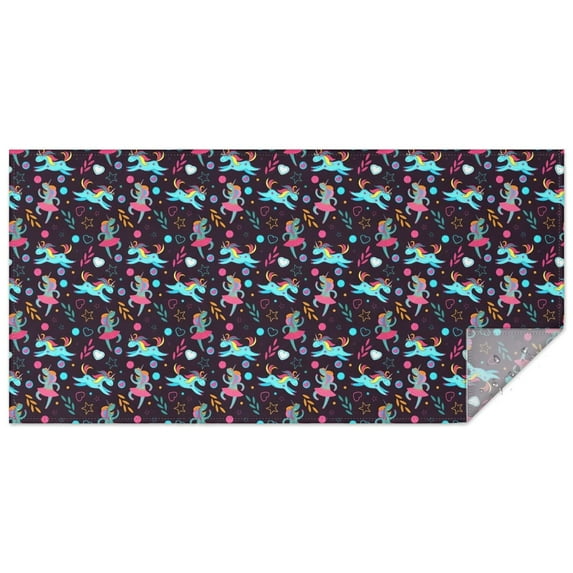 Dark Colorful Unicorn Pattern Rectangle Tablecloth 60"x120",Waterproof Polyester Rectangle Table Cloth, Wipeable Spillproof Polyester Tablecloth for Dining, Camping, Indoor and Outdoor
