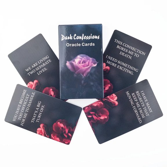 Dark Confession Oracle Cards Twin Flame Oracle Cards Love Keywords,Messages Deck, Dark Shadow 50Pcs Cards