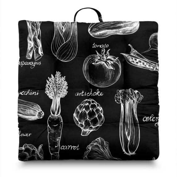 Dark Cosmic Meditation Cushion - Fluffy Floor Pillow with Constellation Map Print, Extra-Thick Support for Cross-Legged Sitting