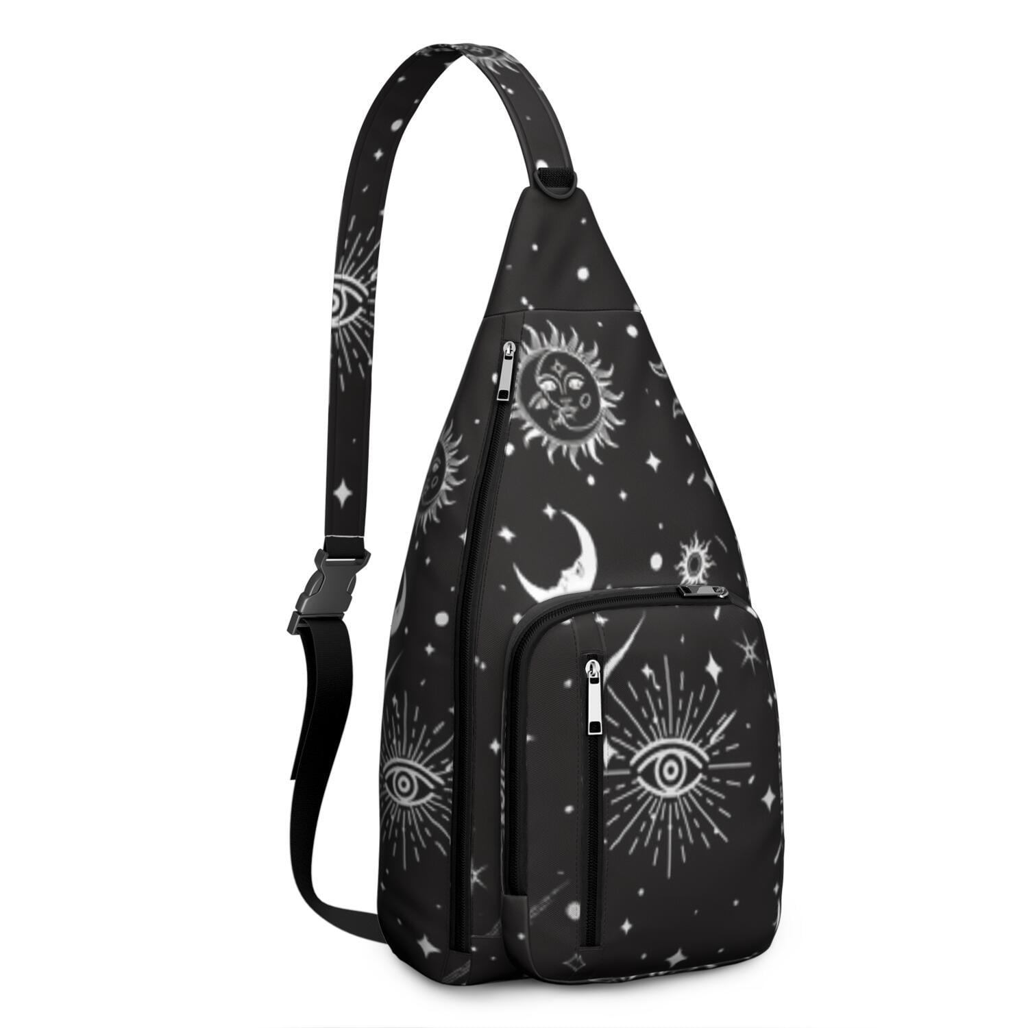 Women\'s Goth Sling Backpack Crossbody Shoulder Bag Travel Hiking Daypack Moon Mystical Moon Crossbody Saddle Bag, Cosmic Energy Shoulder  main image 2